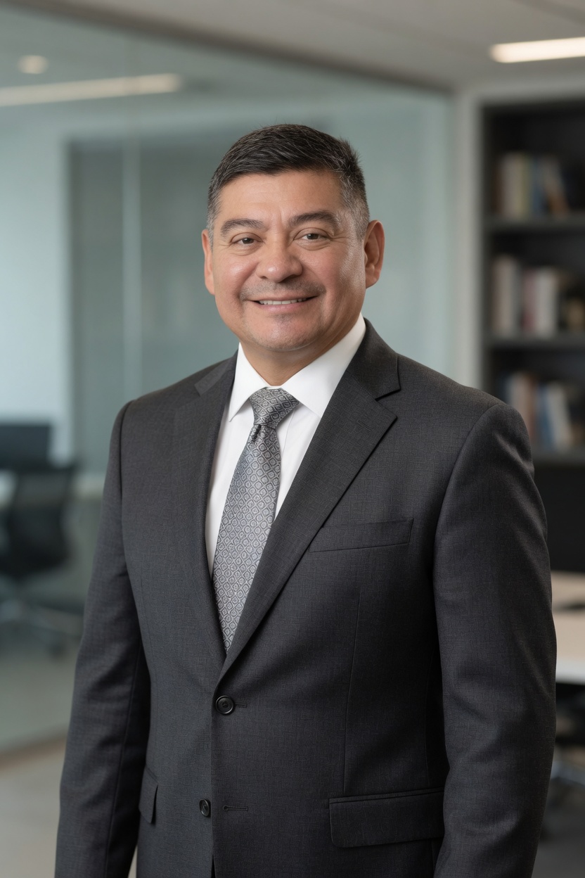 Dr. Pedro Loredo, MD, triple board-certified hand surgeon, in professional library setting representing academic and fellowship credentials