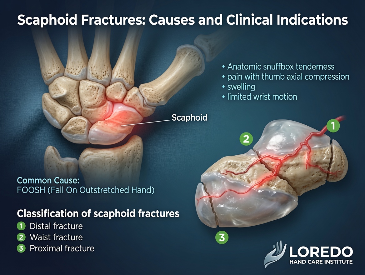 Anatomy and retrograde blood supply of the scaphoid bone, illustrating why proximal pole fractures are prone to nonunion