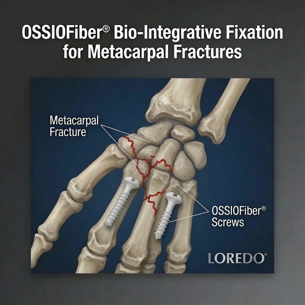 OSSIOfiber bio-integrative screws placed in metacarpal fractures