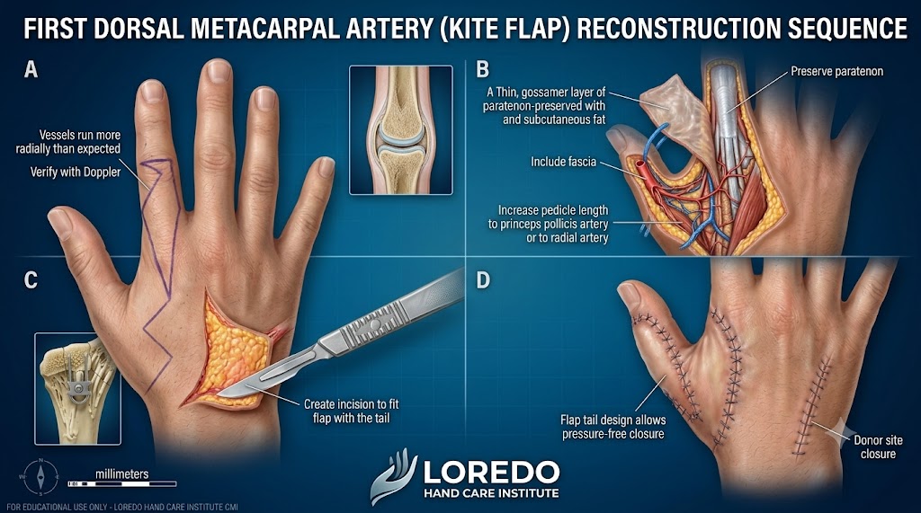 First dorsal metacarpal artery kite flap reconstruction of the thumb