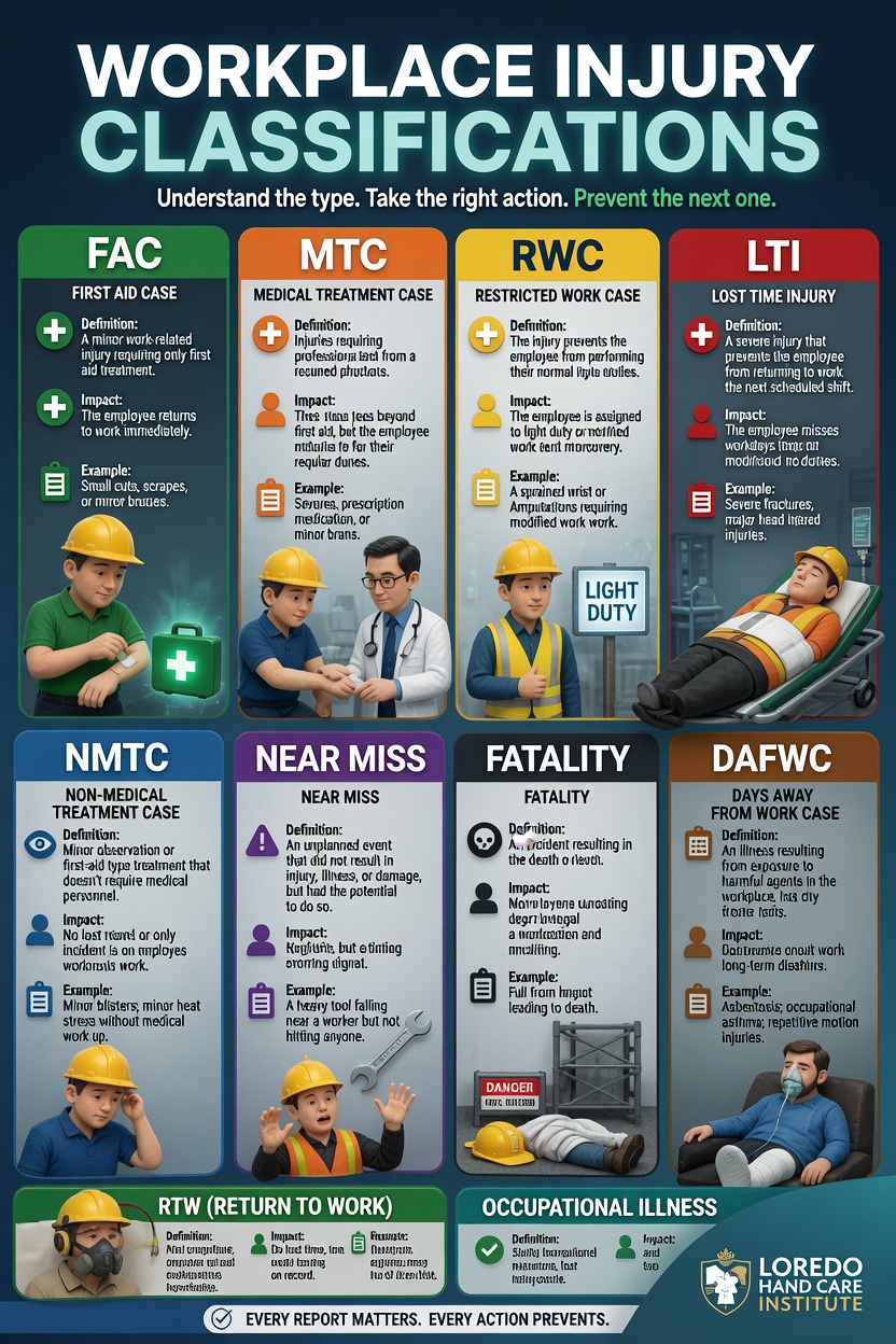 Classification chart of common workplace hand and upper extremity injuries treated under Texas workers' compensation